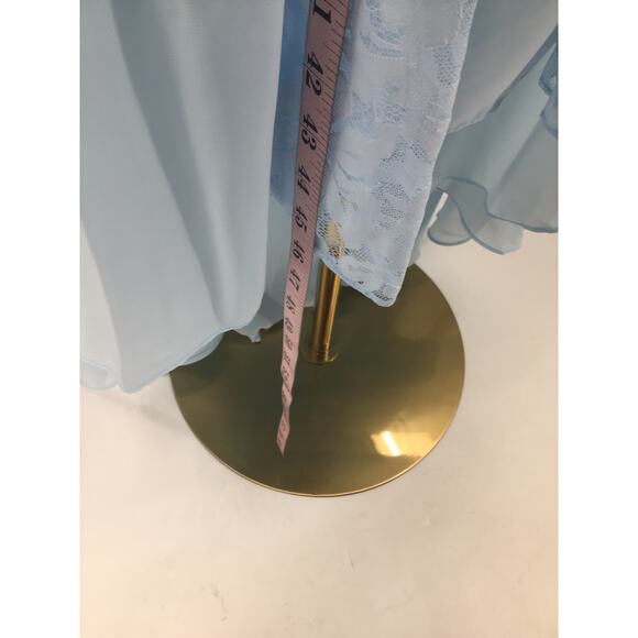 BRIDESMAID  SZ 12 L Blue Handkerchief Vneck Lace up party Maxi Dress NEW B82 - Picture 4 of 8